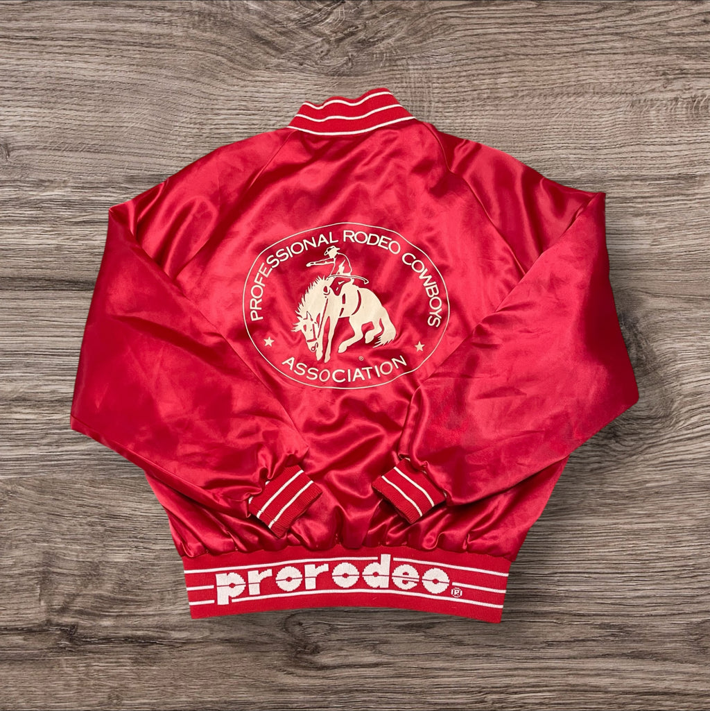 Large Vintage PRCA Red Satin Bomber