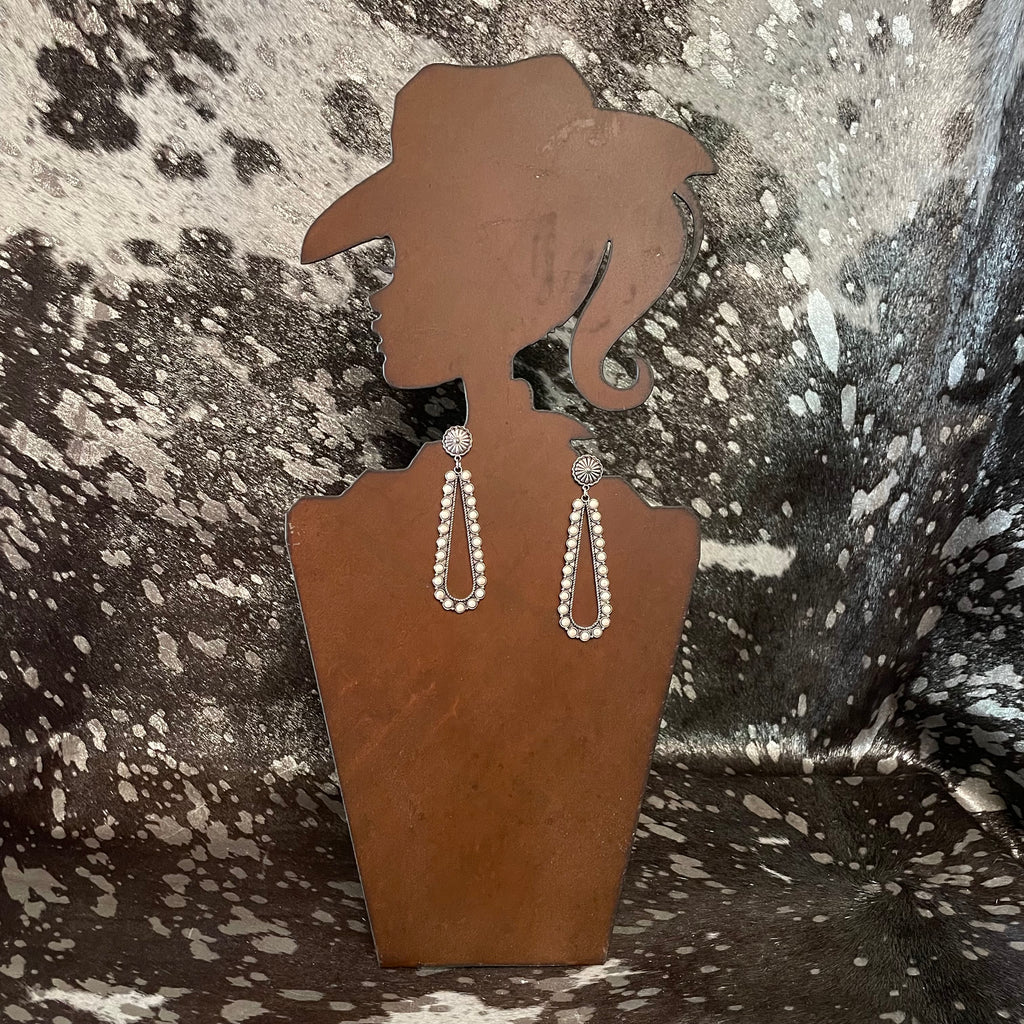 White Sunburst Long Teardrop Earrings