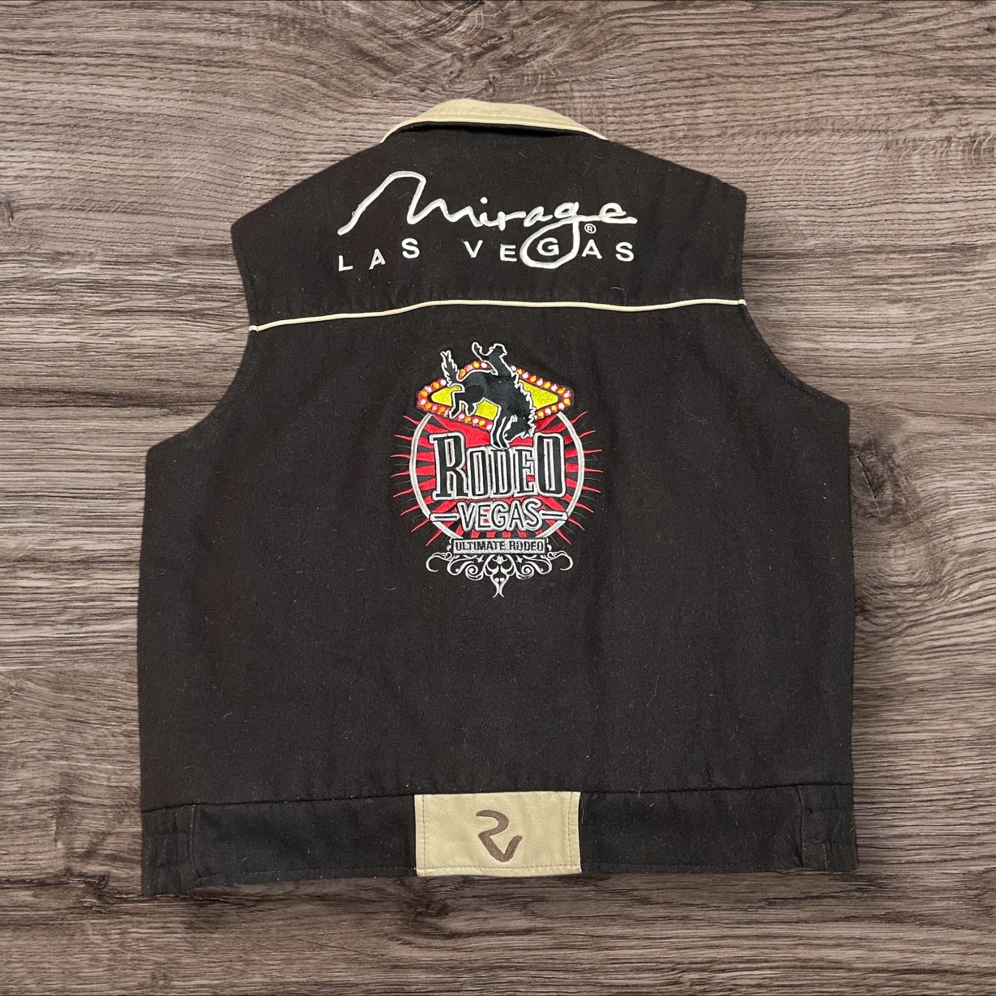 Large Rodeo Vegas Wool & Leather Vest