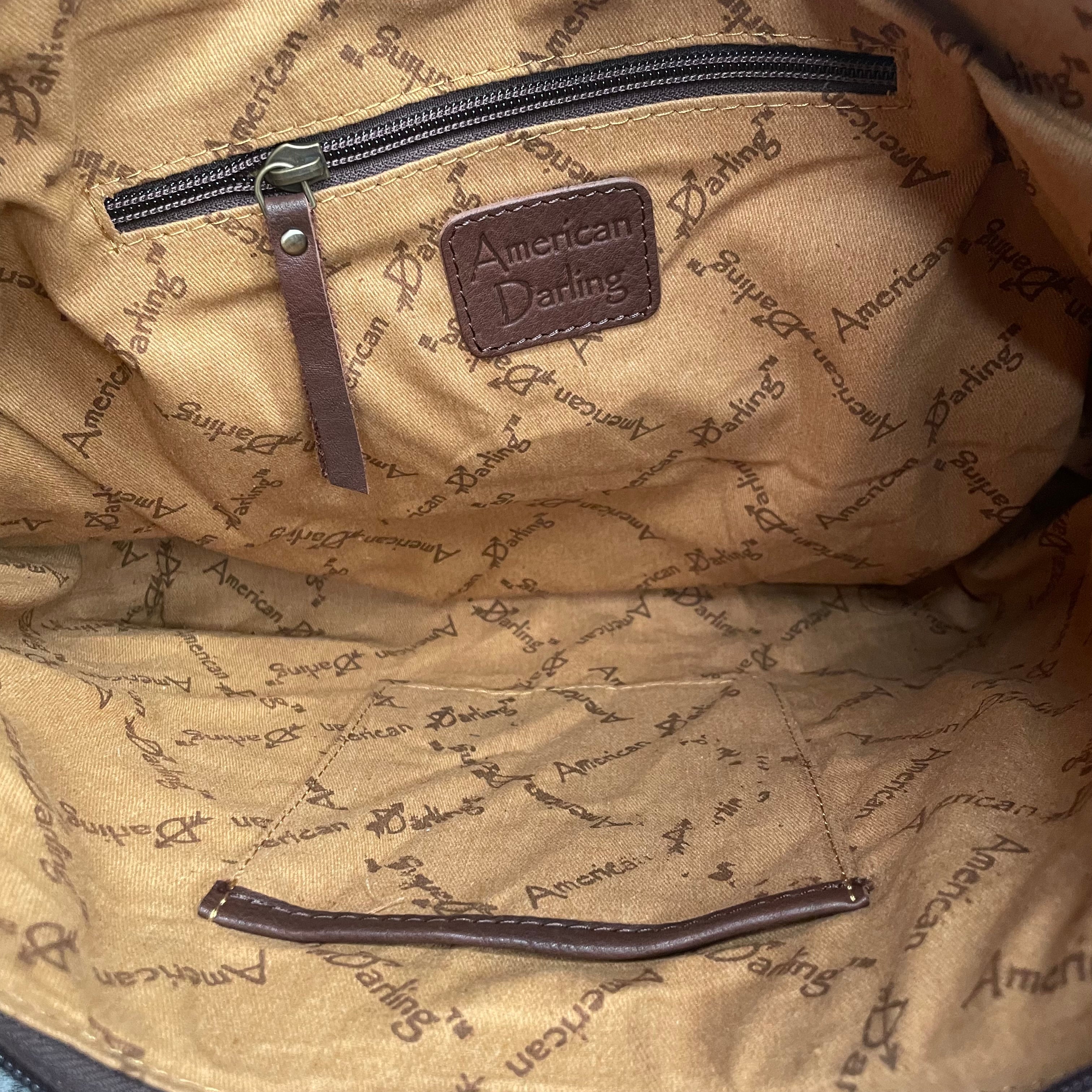 American Darling Hair on Hide Hobo Bag with Sunflower Tooling