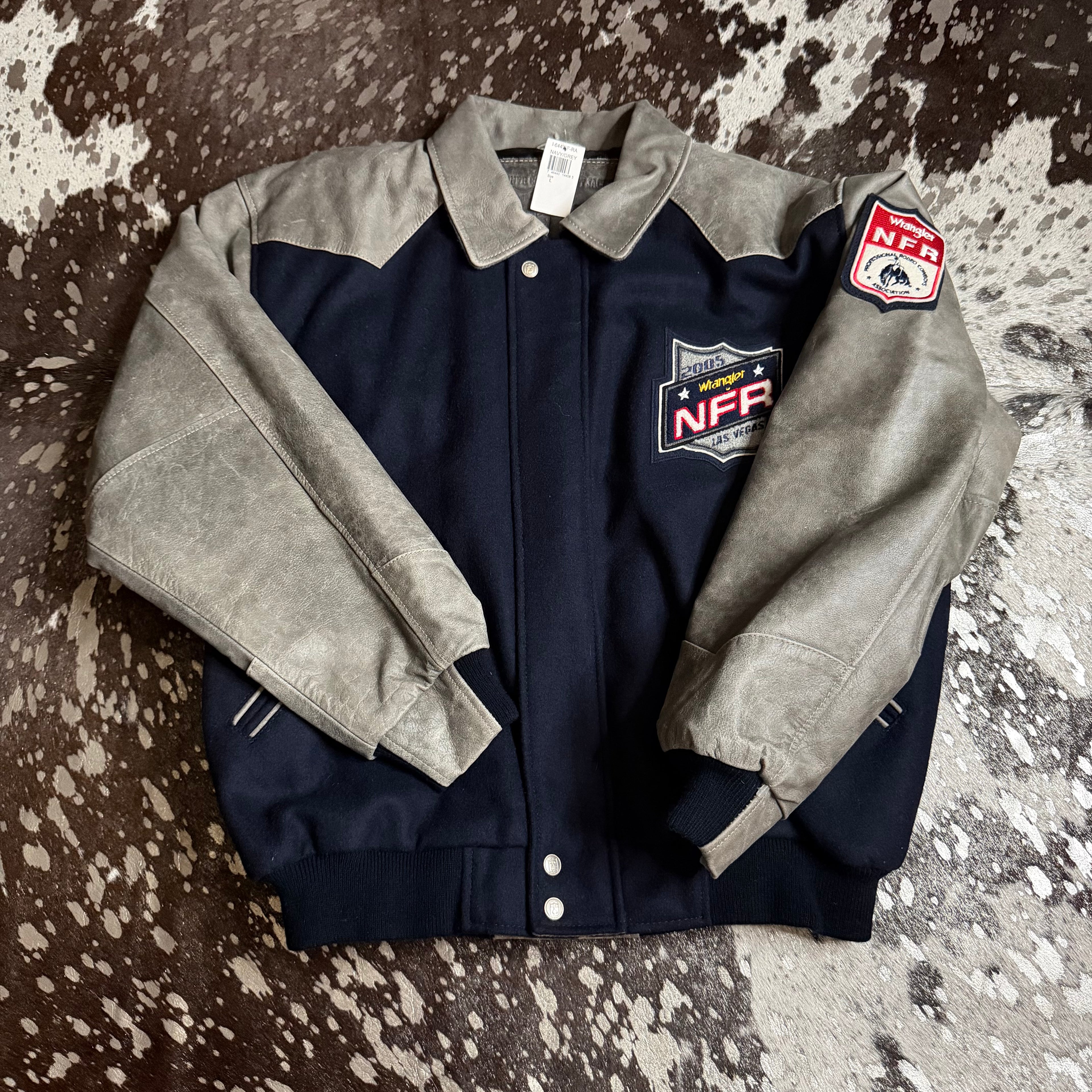 Large NWT Vintage 2005 Wool & Leather NFR Official Contestant Jacket