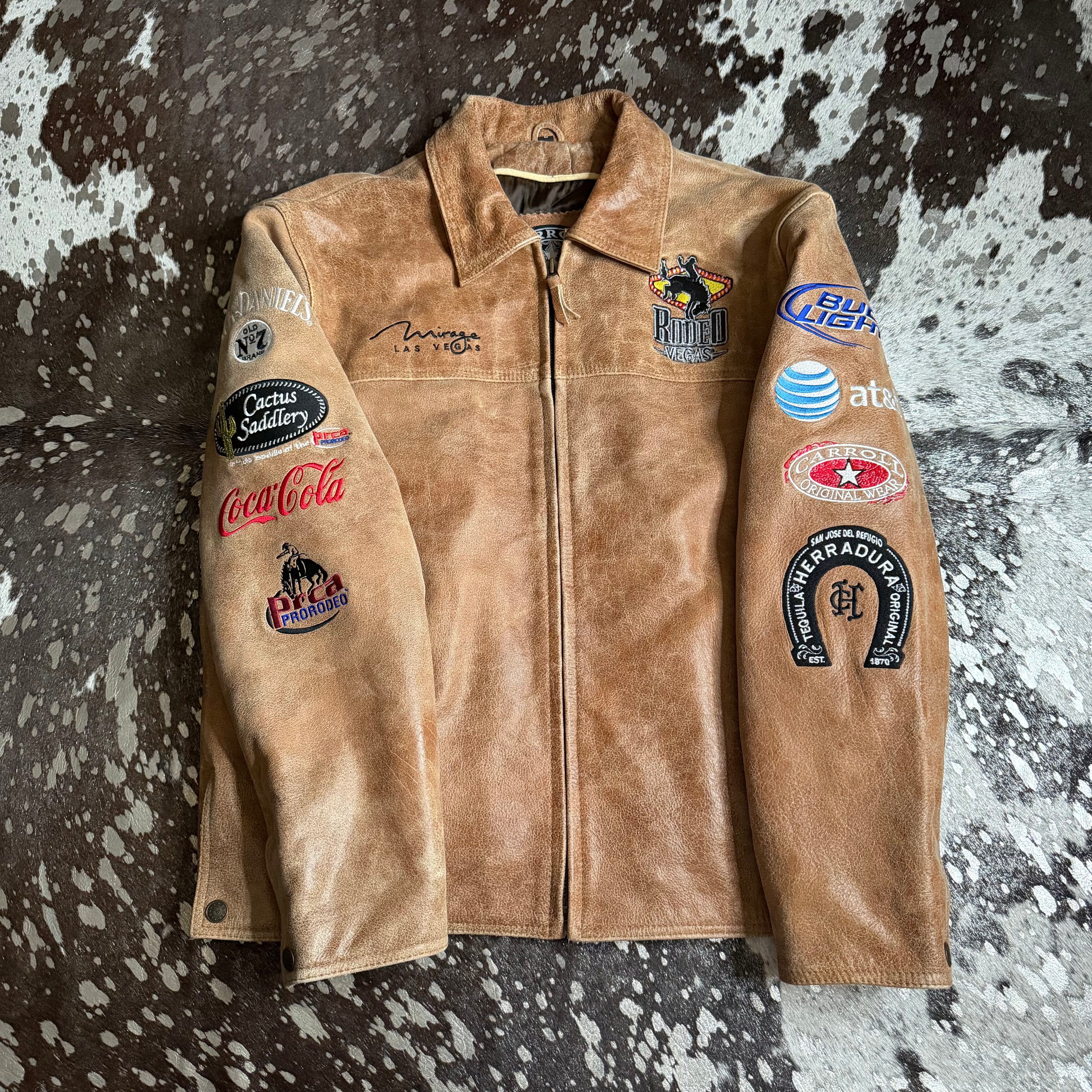 Large Rodeo Vegas Limited Edition Leather Jacket Saddle Tan
