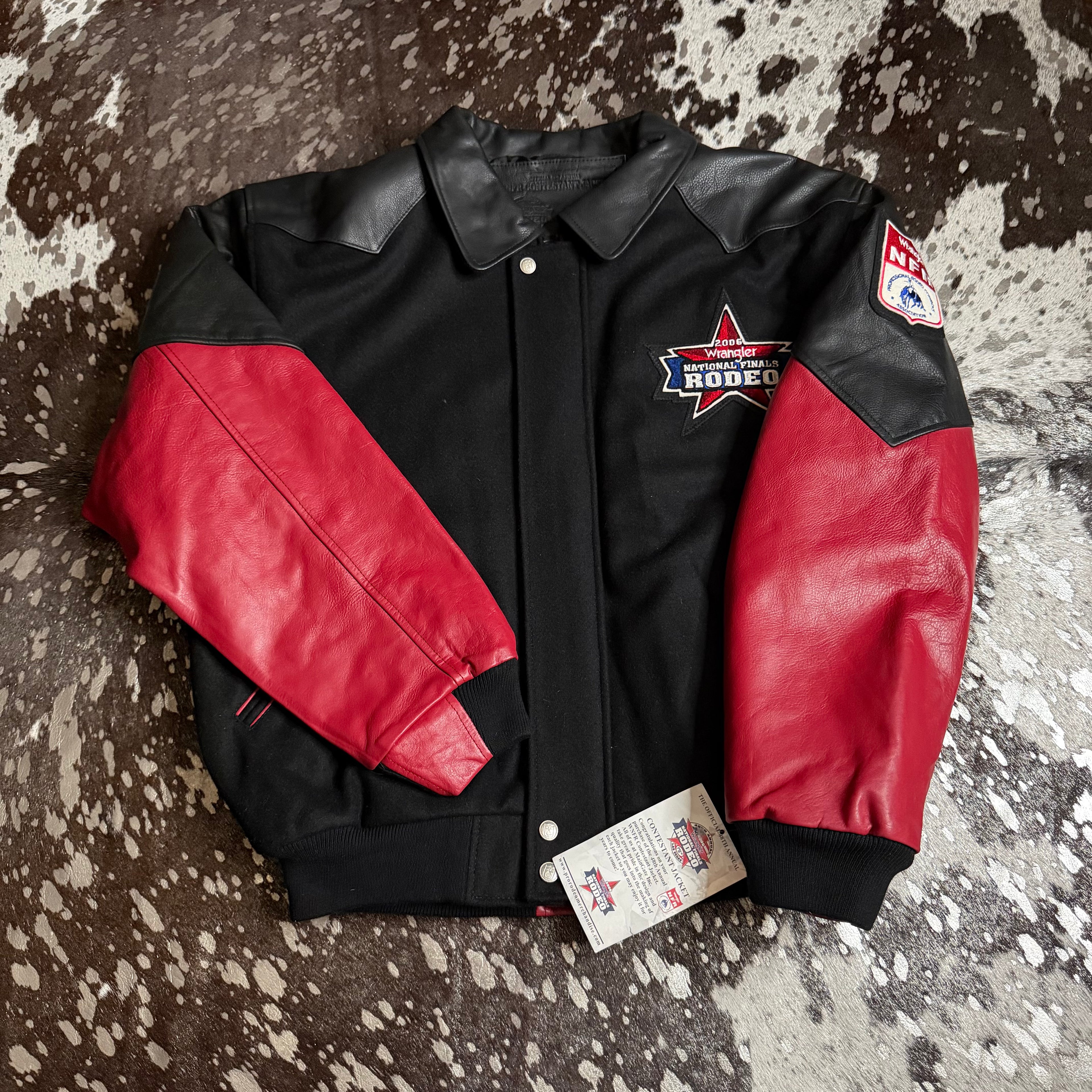 Large NWT Vintage 2006 Wool & Leather NFR Official Contestant Jacket