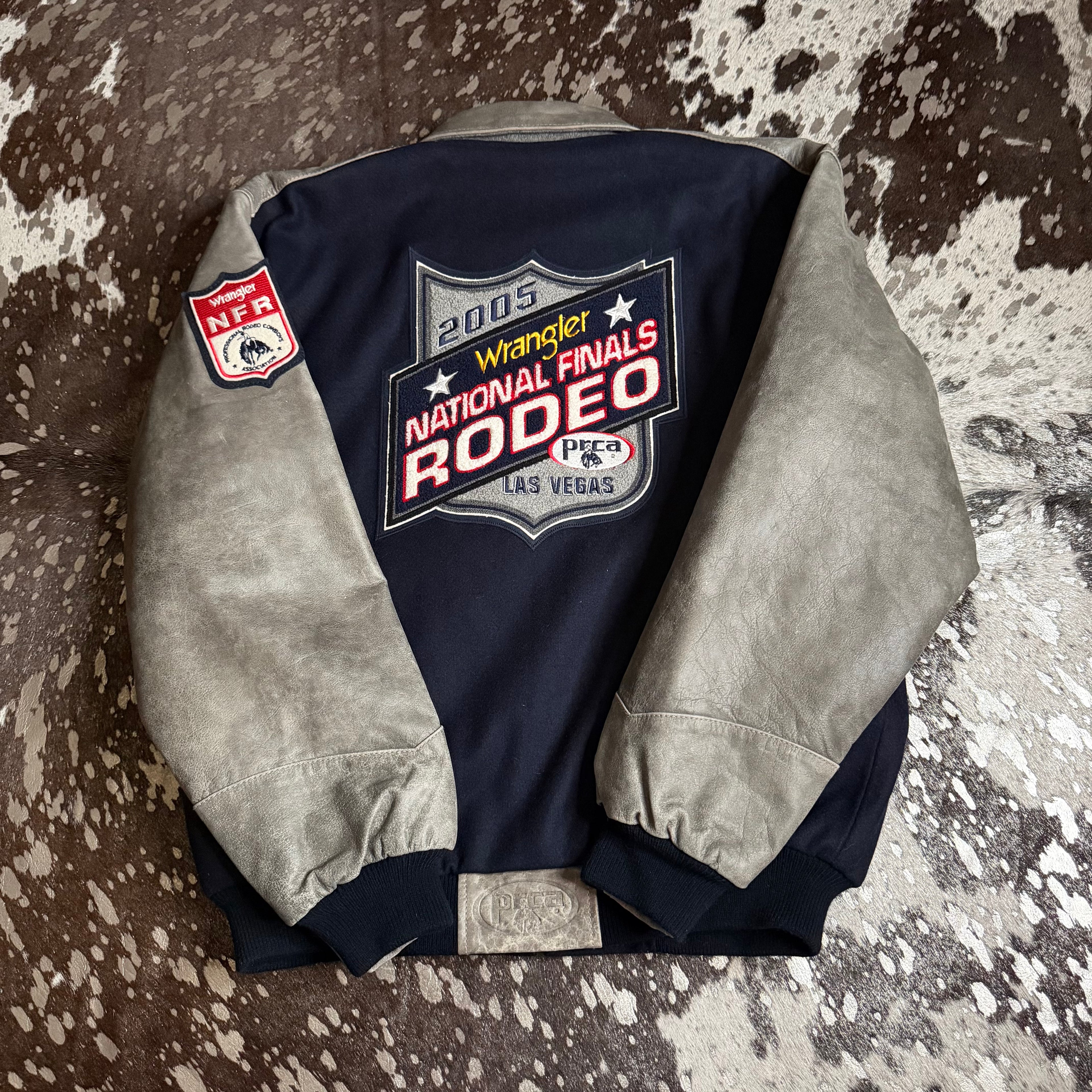 Large NWT Vintage 2005 Wool & Leather NFR Official Contestant Jacket