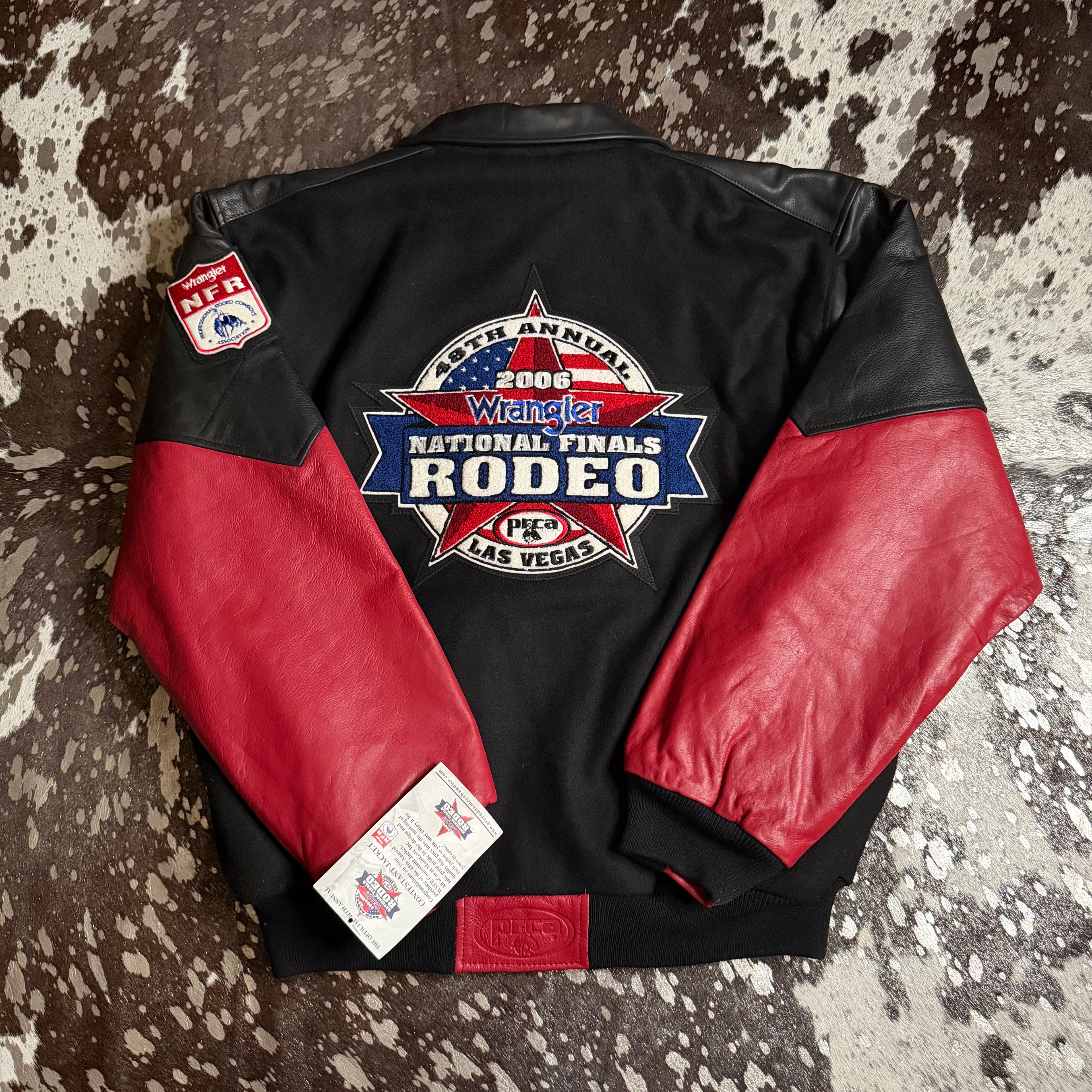 Large NWT Vintage 2006 Wool & Leather NFR Official Contestant Jacket