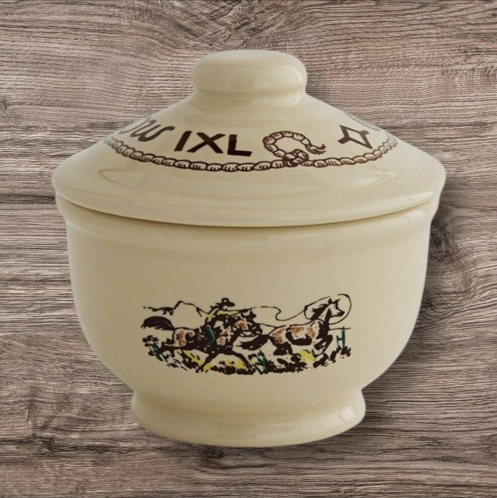 True West Rodeo Pattern Sugar Bowl with Lid
