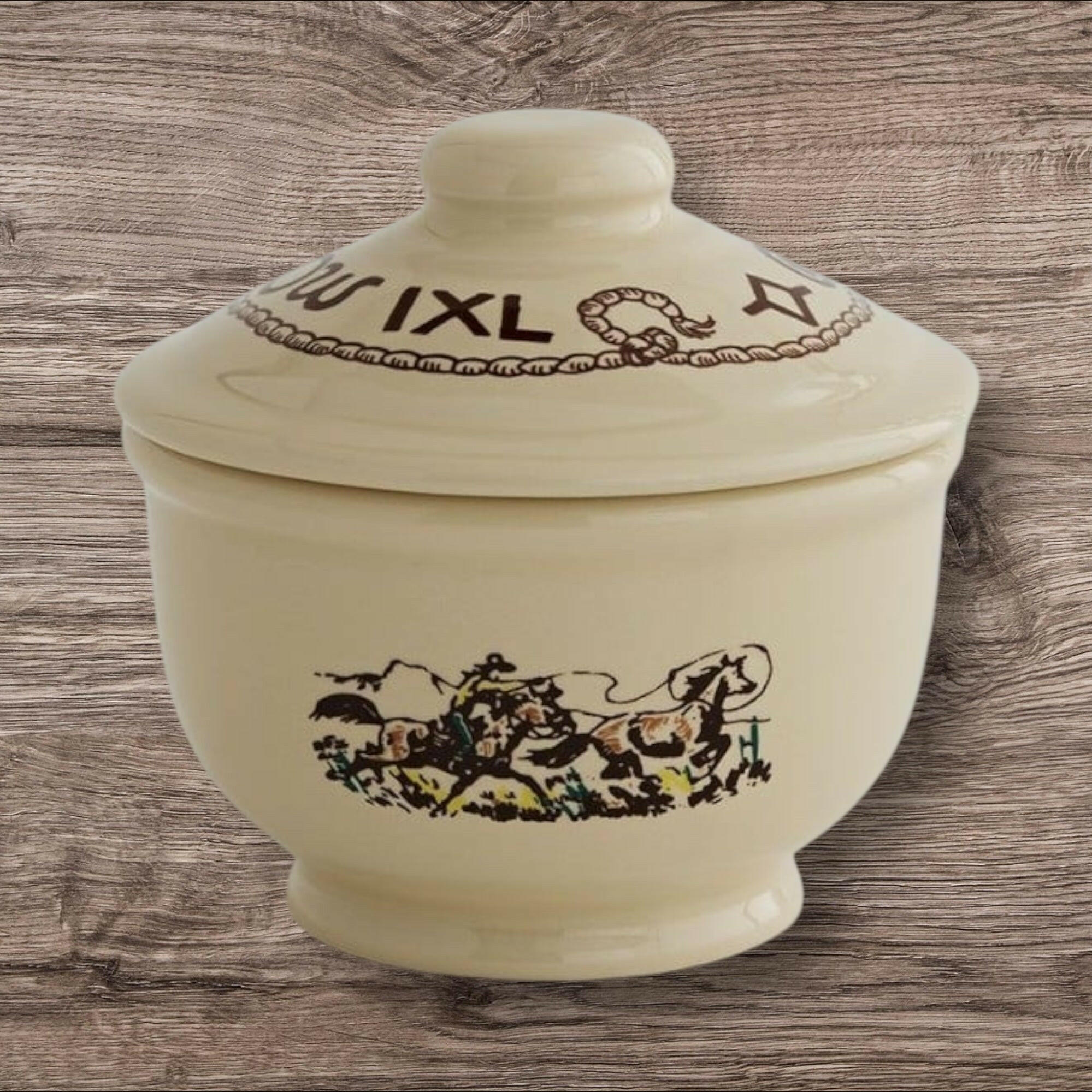 True West Rodeo Pattern Sugar Bowl with Lid