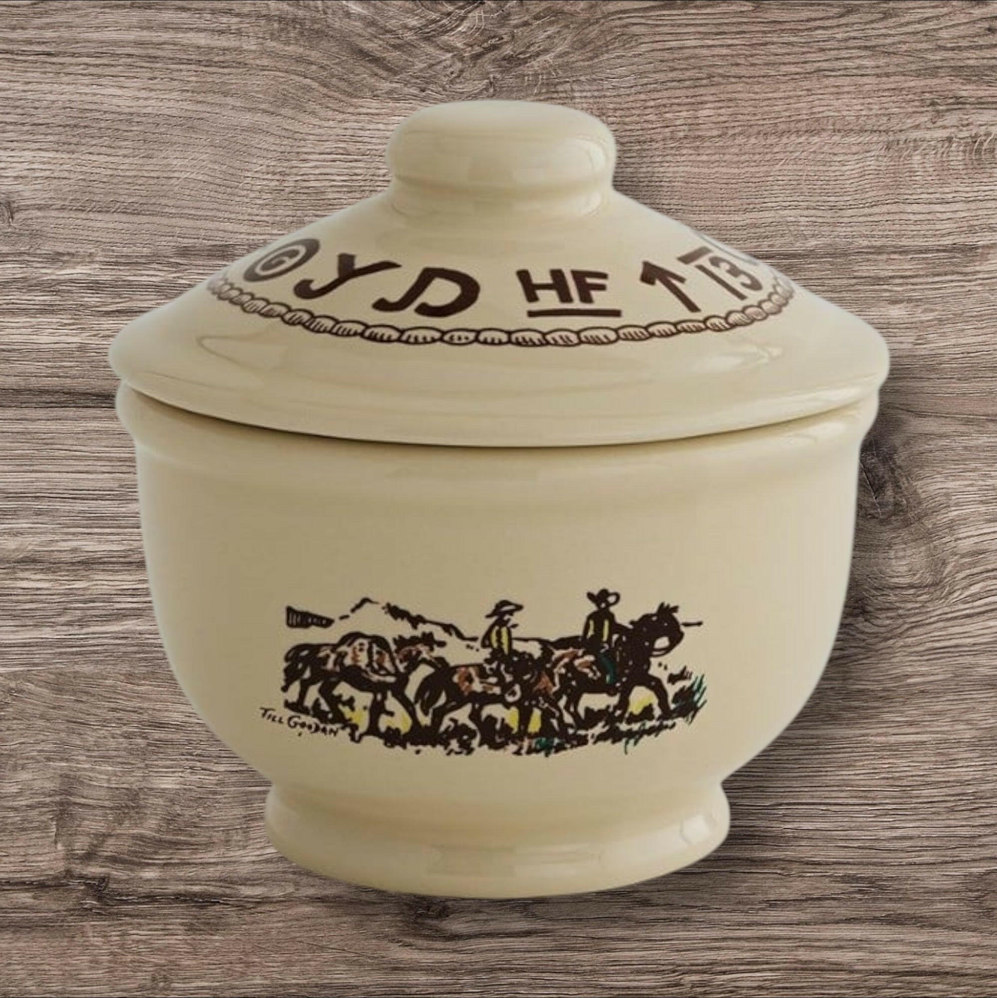 True West Rodeo Pattern Sugar Bowl with Lid