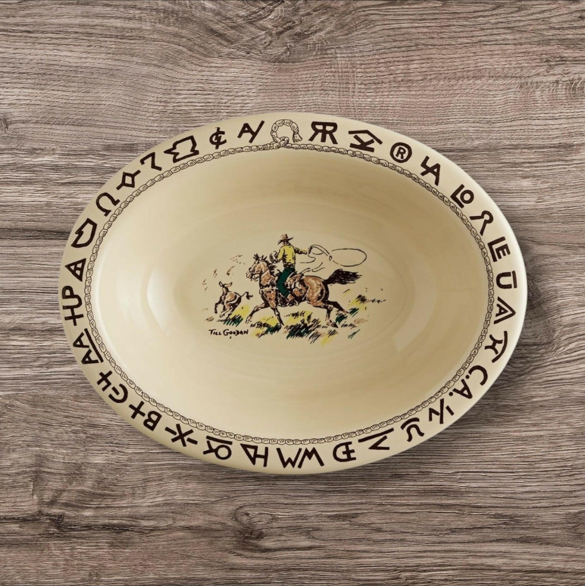 True West Rodeo Pattern Oval Serving Bowl