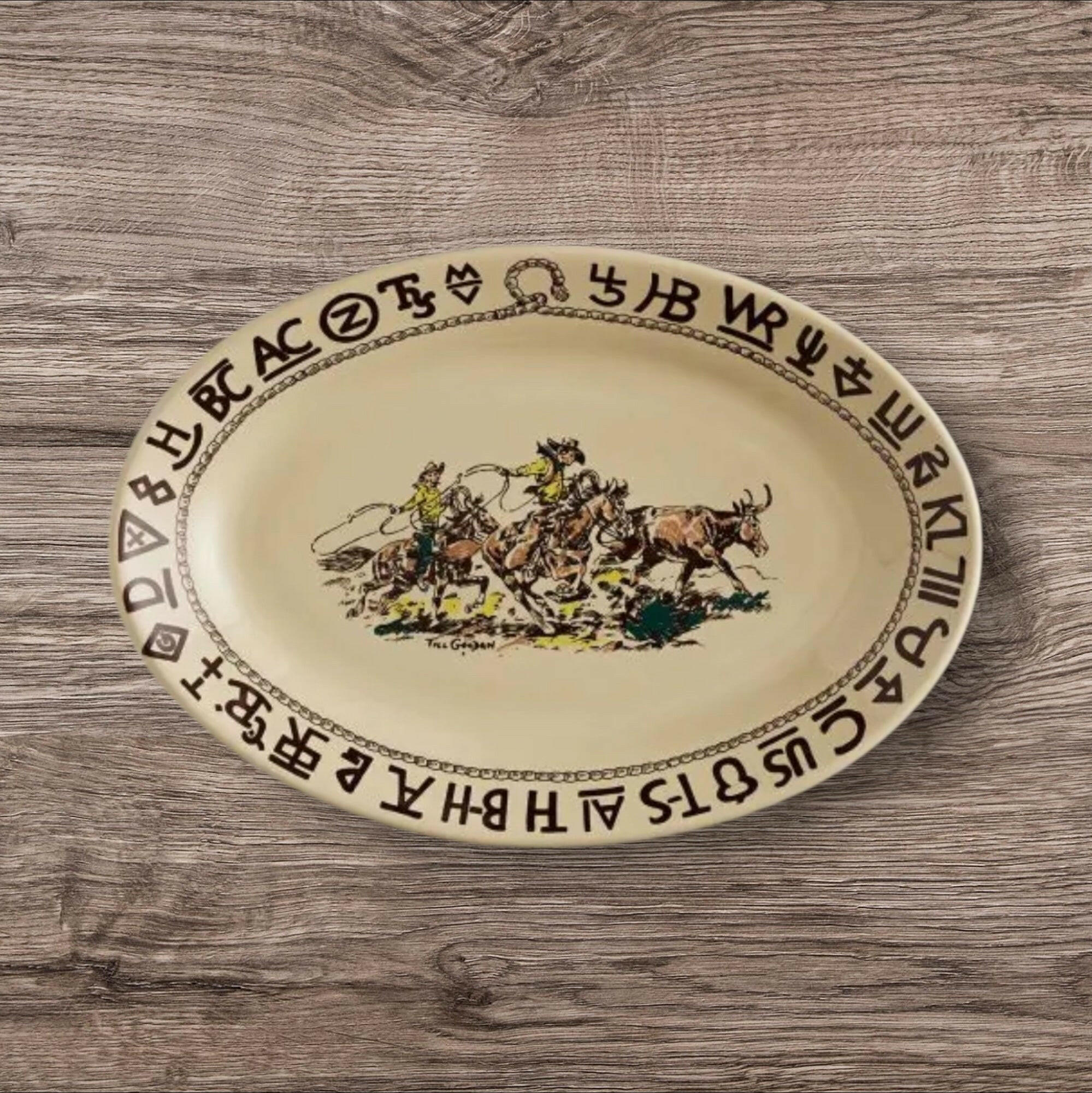 True West Rodeo Pattern 16" Large Oval Serving Platter